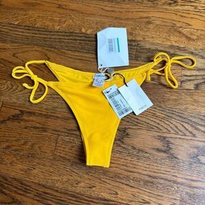 FISCH Chanzy Bikini Bottom Marigold Yellow Ribbed Side Tie NWT Size M Italy